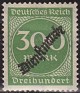 Germany 1922 Numeros 300 Mark Verde Scott O10